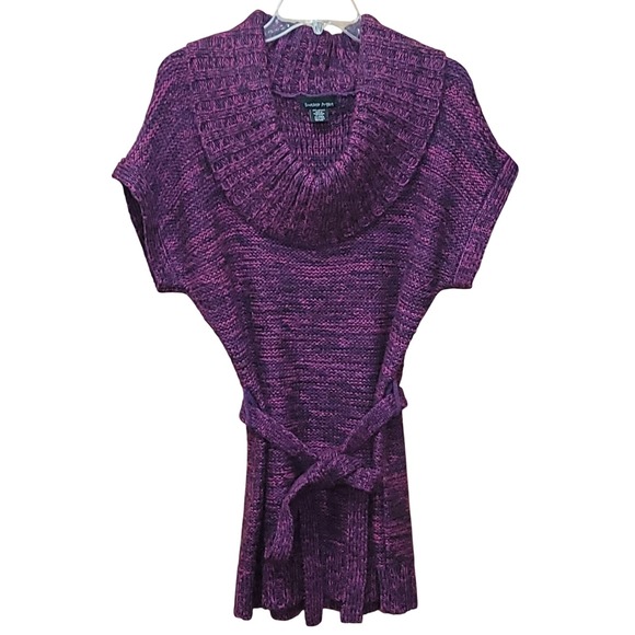 Sweater Project Sweaters - Sweater Project Women's Cowl Neck Cable Knit Tunic Sweater Tie Preppy Y2K 90s XL